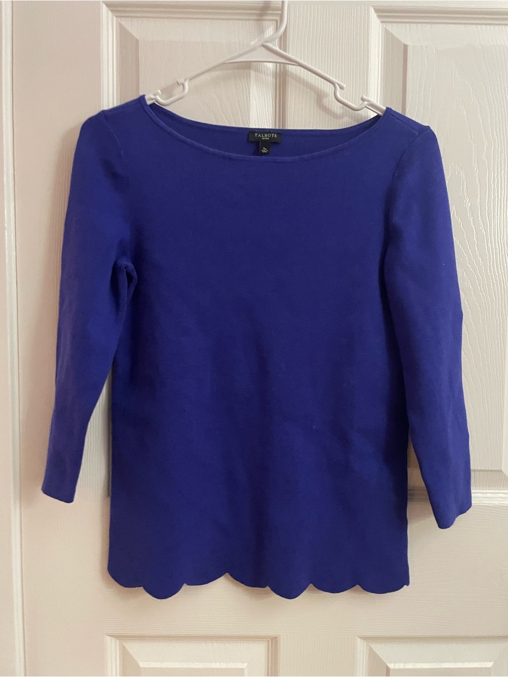 Talbots Royal Blue Scallop-Hem Boatneck Top